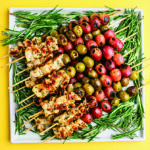 Chicken Kebabs with Grapes and Olives.