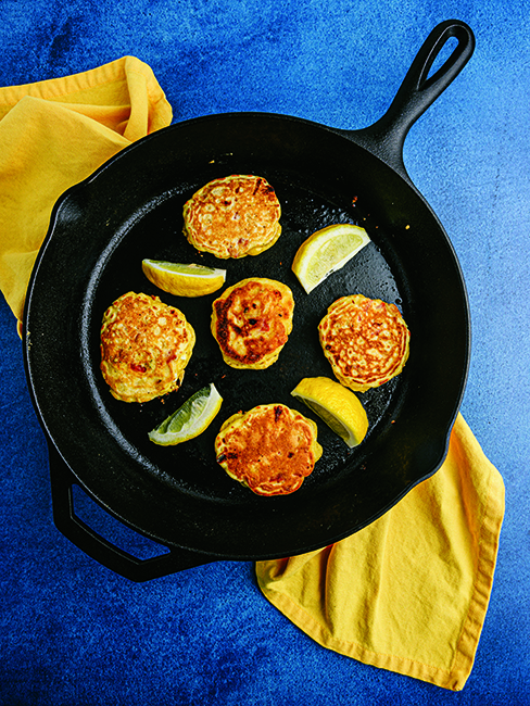 Crisp Corn Cakes with Goat Cheese and Tomatoes