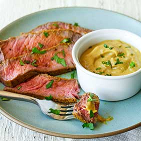 Curry-Rubbed-Sirloin-with-Peanut-Dipping-Sauce_credit-Sheri-Giblin.Dash Diet