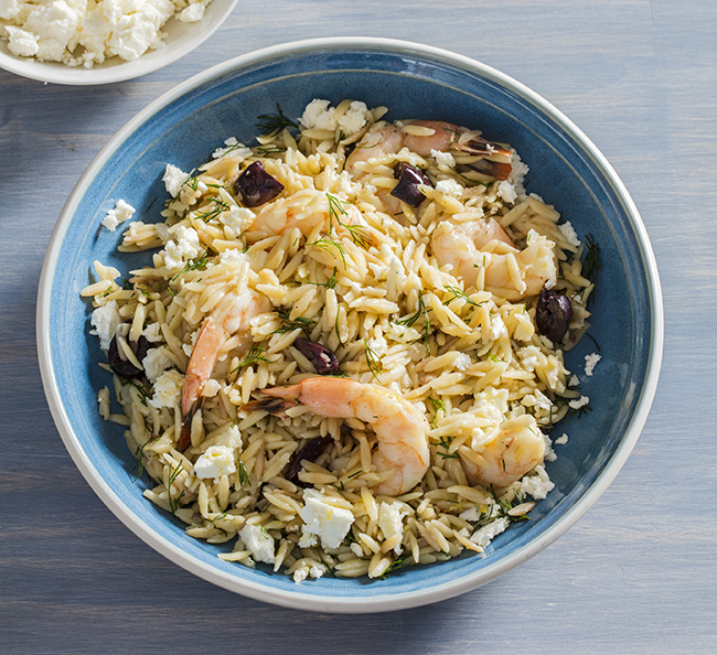 Toasted Orzo with Shrimp and Feta