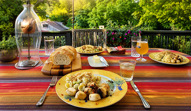 Seared scallops with white wine butter sauce and broccoli orecchiette